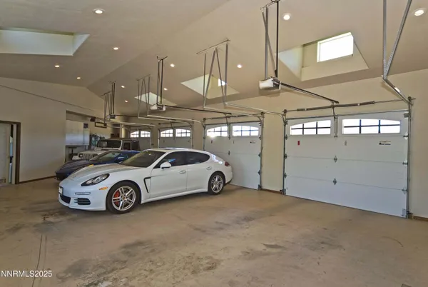 a view of parking garage with parking