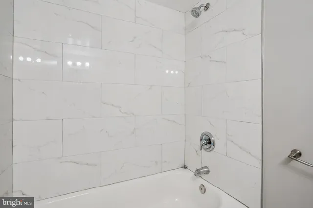 a bathroom with a bathtub