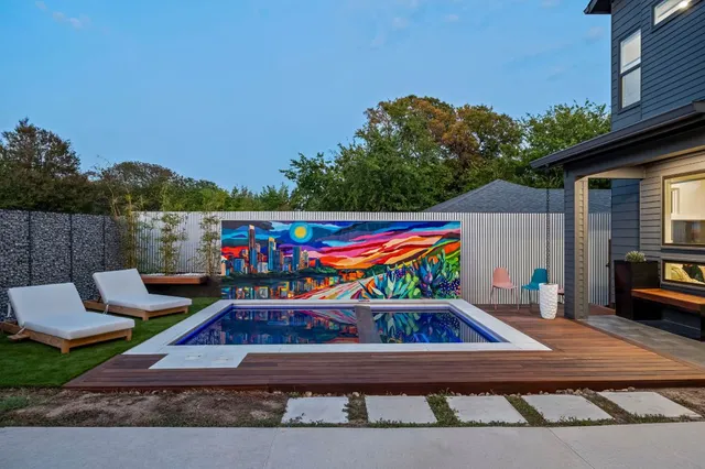 a view of outdoor space with seating