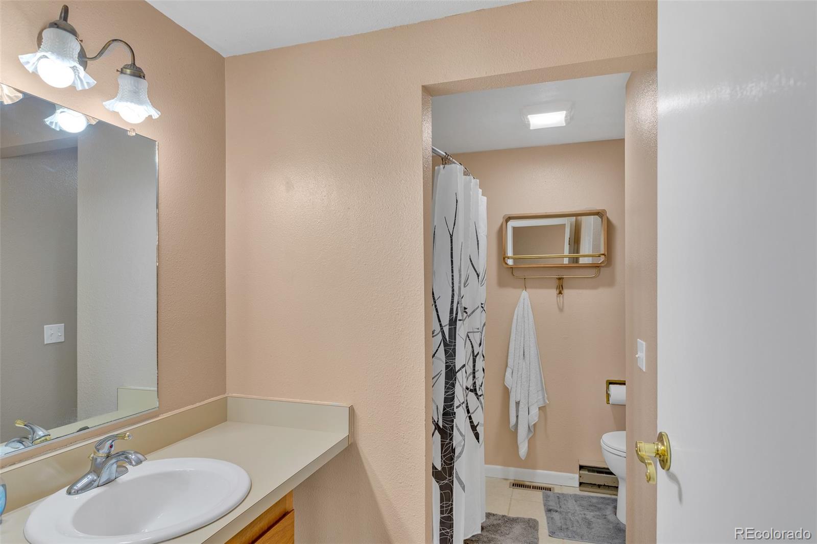 37 Warm Springs Road Fairplay, CO 80440 - Photo 32 of 50 a bathroom with a sink vanity granite and a mirror