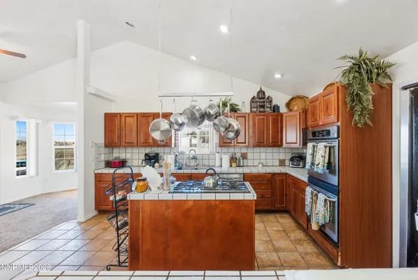 a large kitchen with lots of counter top space