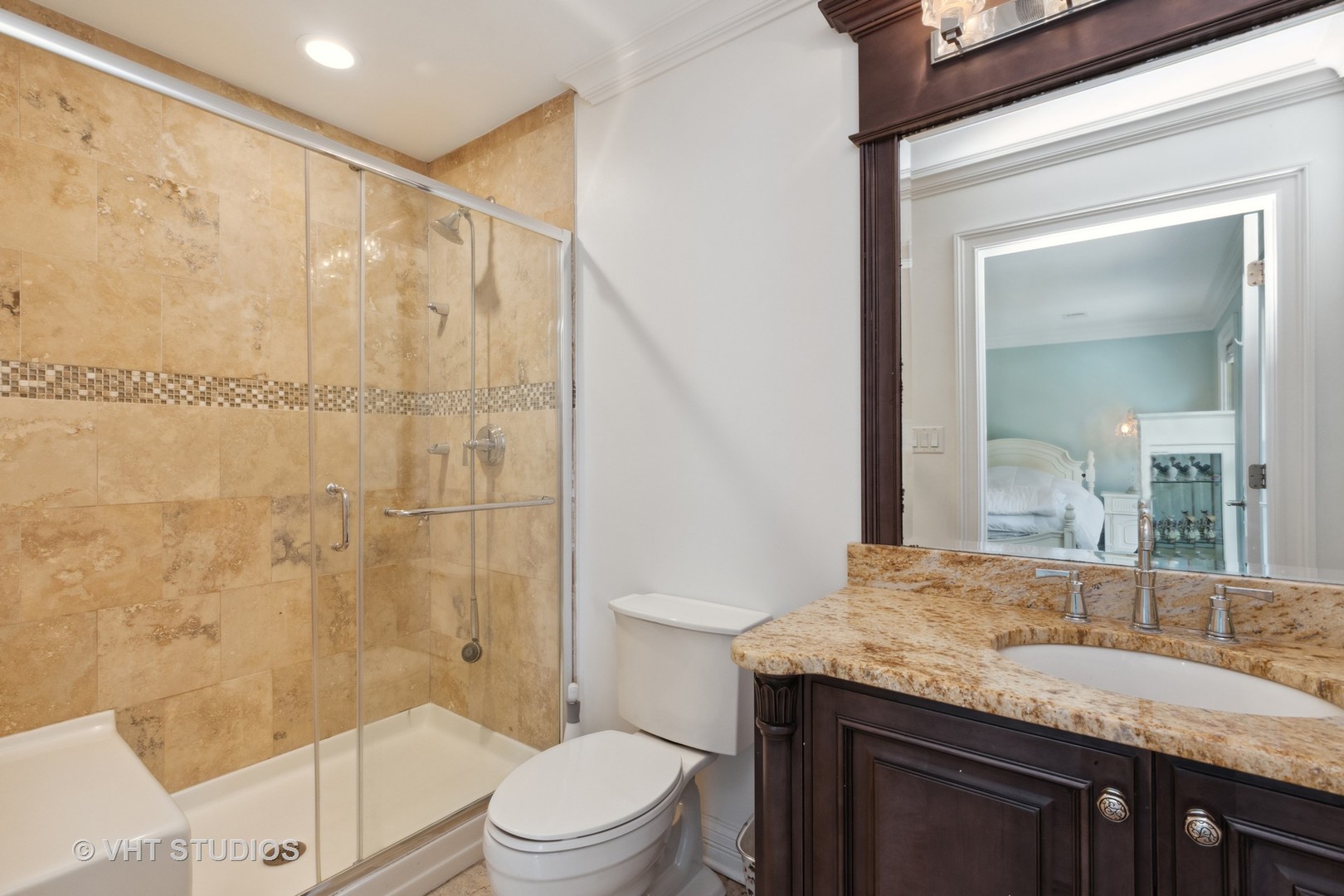 562 A Aberdeen Road Frankfort, IL 60423 - Photo 25 of 47 a bathroom with a granite countertop sink a toilet and shower