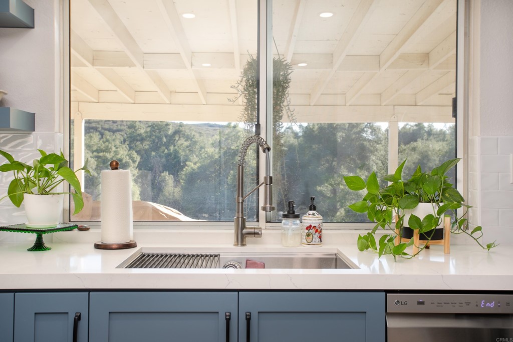 25929 Matlin Road Ramona, CA 92065 - Photo 9 of 19 a bathroom with a sink a mirror and a potted plant