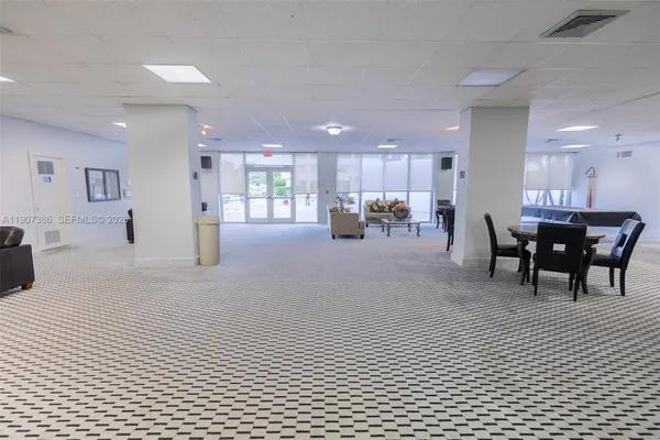 a view of a dining area with furniture