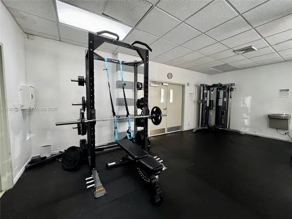 a view of a room with gym equipment