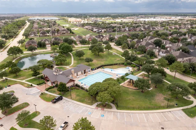 an aerial view of a house