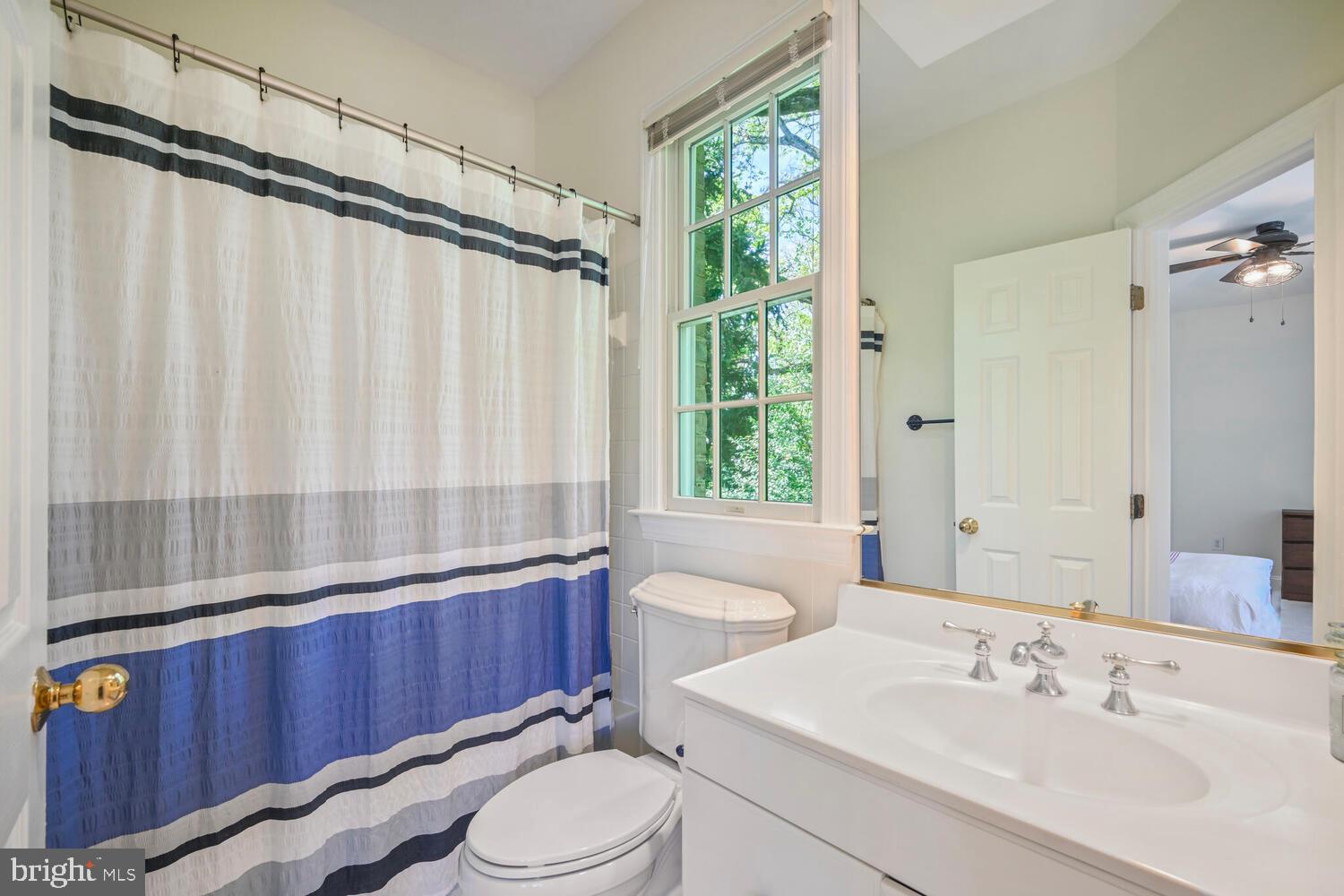 7401 Honesty Way Bethesda, MD 20817 - Photo 30 of 54 a bathroom with a sink a toilet a mirror and shower curtain
