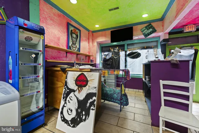 a store with an outdoor seating