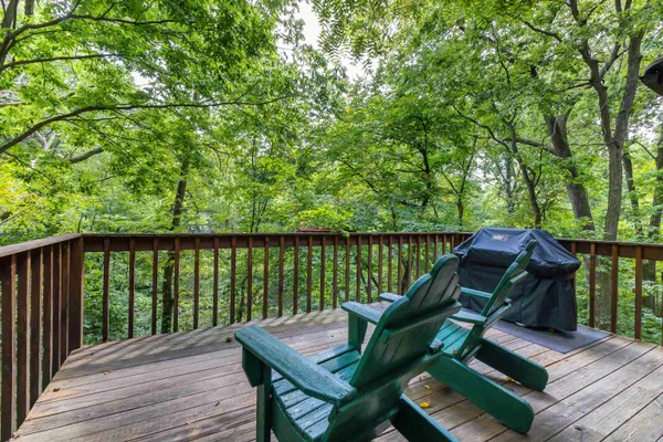 a view of a two chairs in the deck