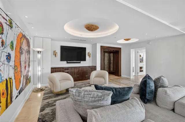 a living room with furniture