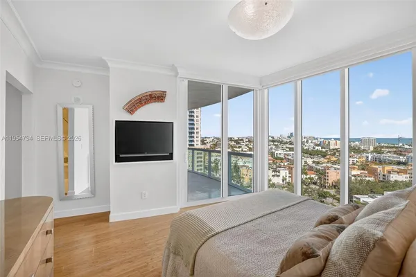 a view of a city with tall buildings