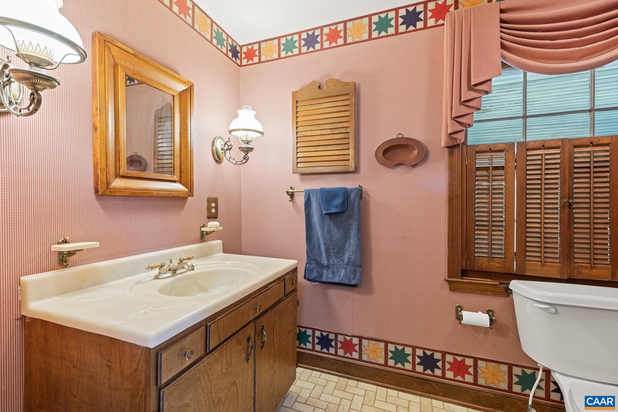 9290 Old Green Mountain Road Esmont, VA 22937 - Photo 32 of 54 a bathroom with a sink a mirror and a toilet
