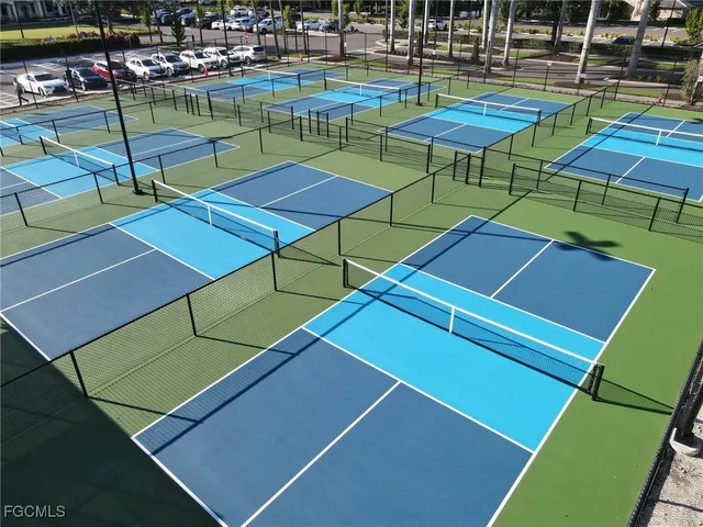 a view of an outdoor space with seating