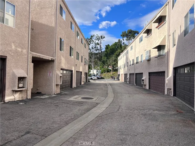 a view of a street with building