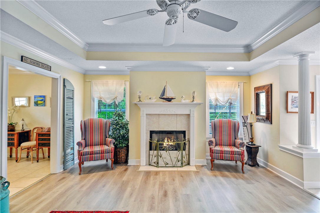 162 Toluca Lane St. Simons Island, GA 31522 - Photo 5 of 26 Great room with fireplace