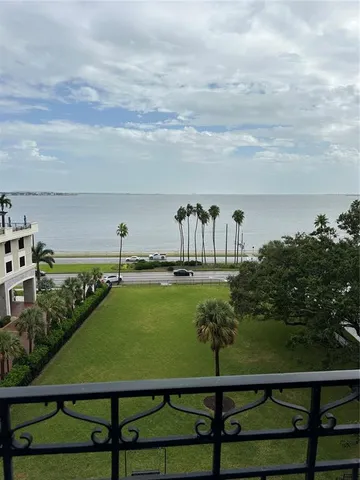a view of a swimming pool with a garden