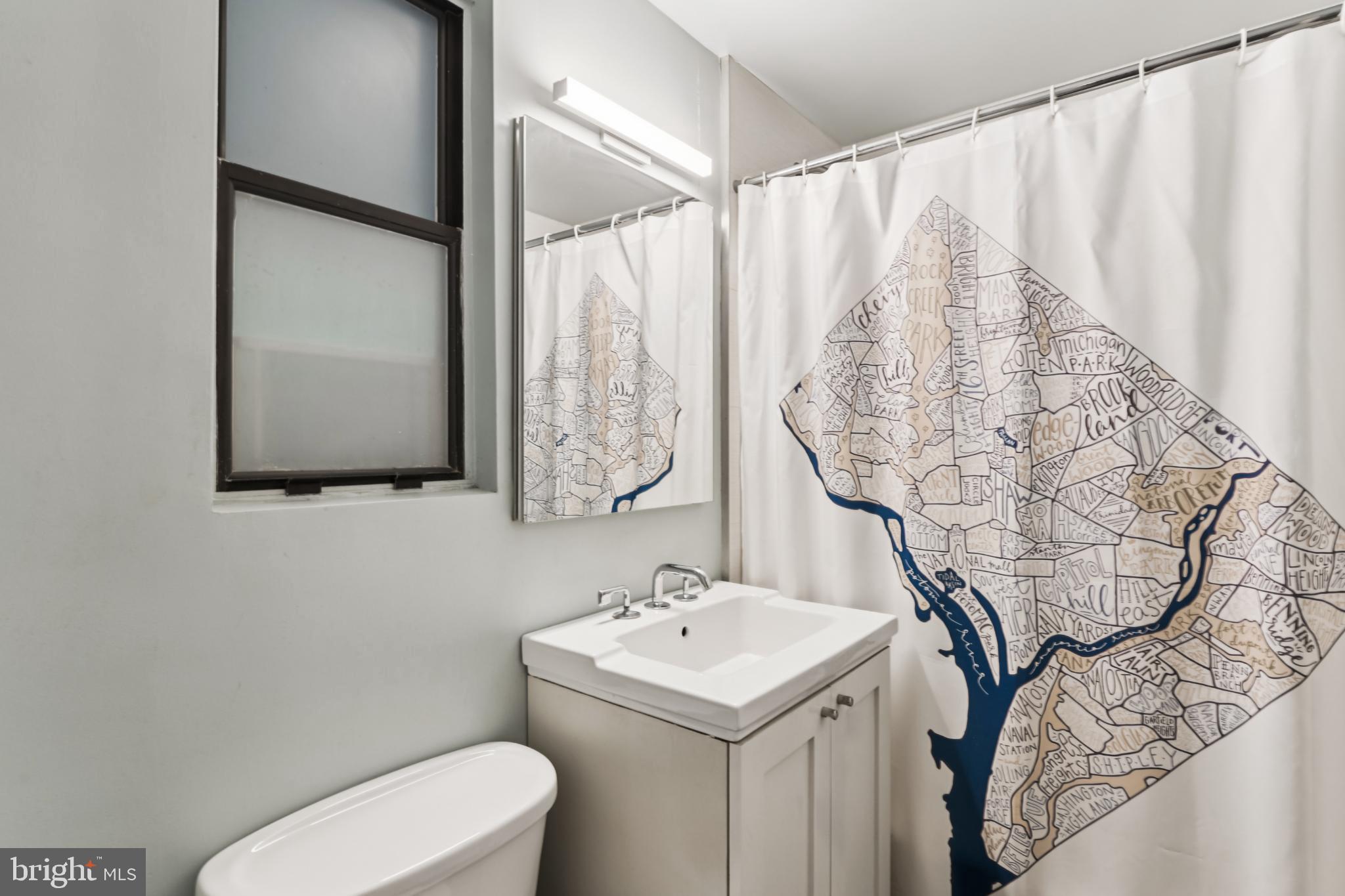 1365 Kennedy Street Northwest, Unit 209 Washington, DC 20011 - Photo 24 of 35 a bathroom with a sink and mirror with toilet