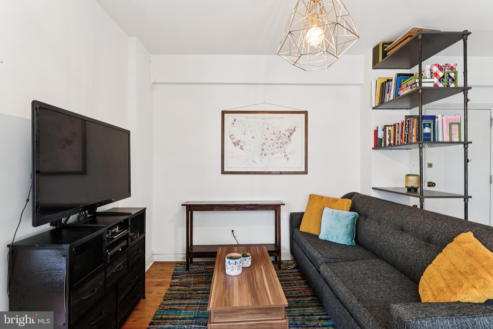 1365 Kennedy Street Northwest, Unit 209 Washington, DC 20011 - Photo 6 of 35 a living room with furniture and a flat screen tv