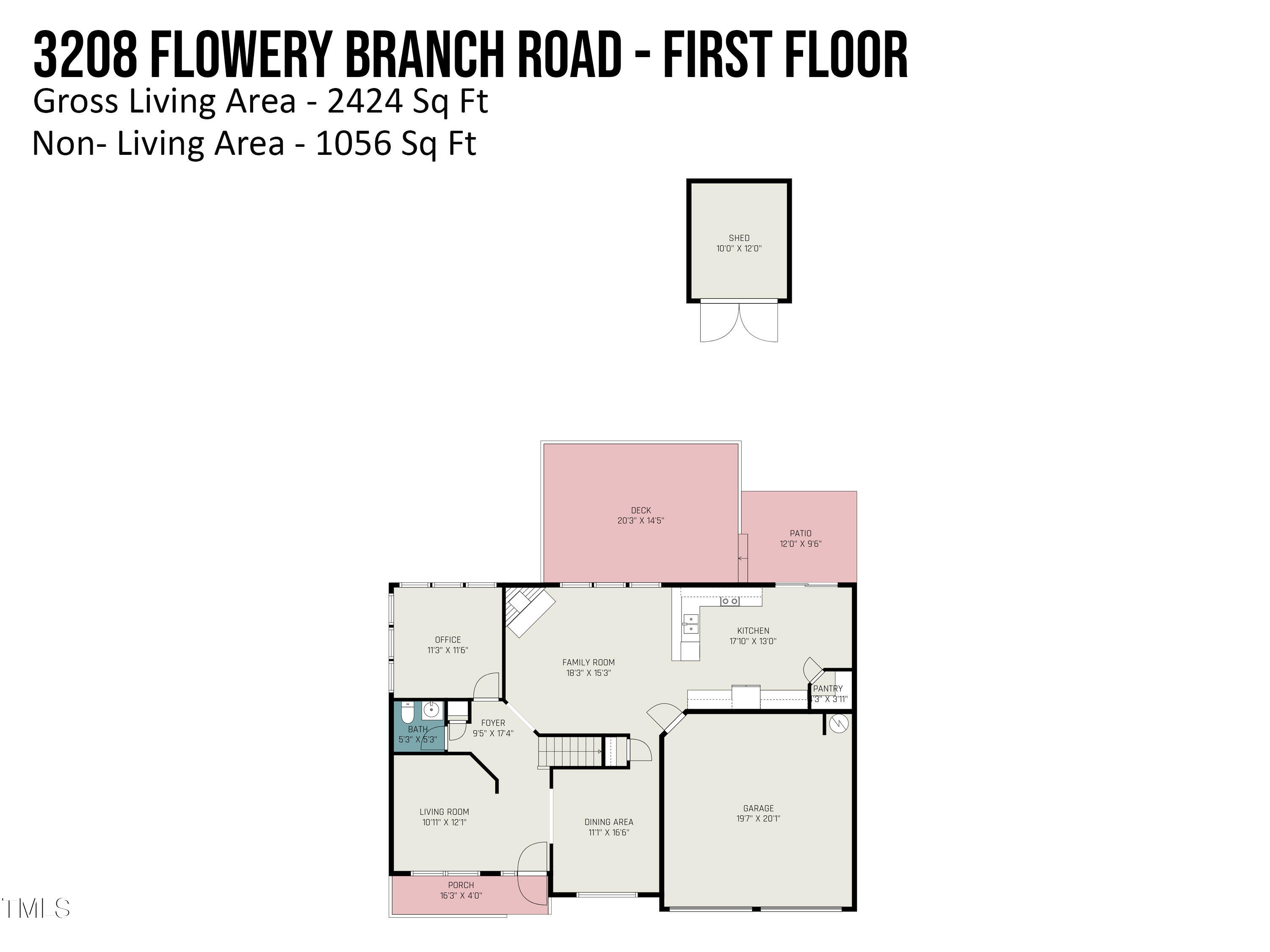 3208 Flowery Branch Road Raleigh, NC 27610 - Photo 31 of 32 Measurements - 1st Floor - 3208 Flowery