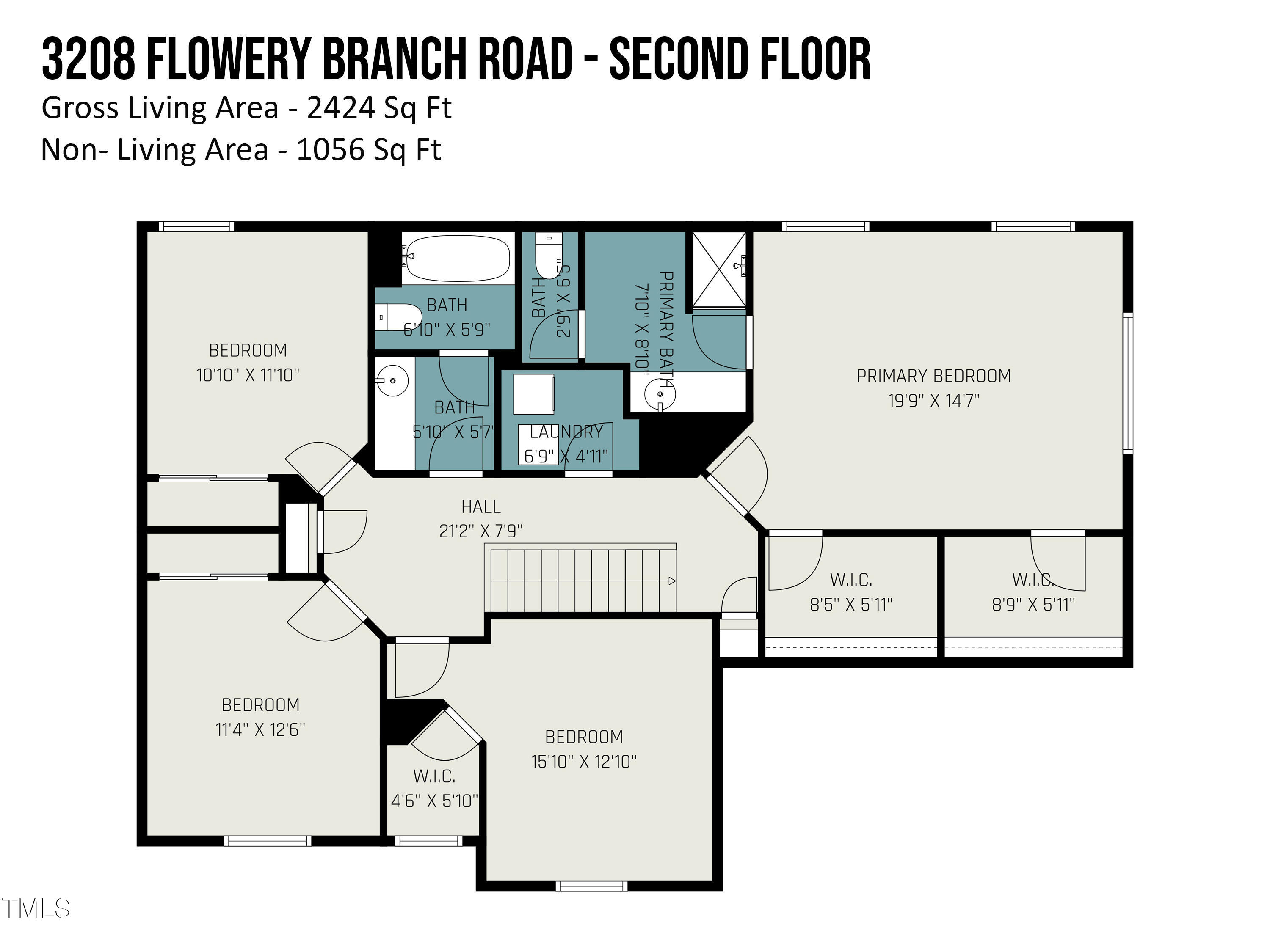 3208 Flowery Branch Road Raleigh, NC 27610 - Photo 32 of 32 Measurements - 2nd Floor - 3208 Flowery