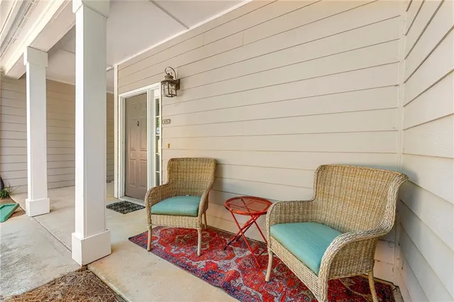 a chair and a table in a living room