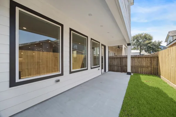 a view of a porch of a house