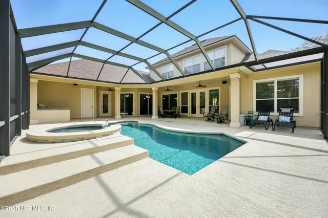 a view of a building with a patio