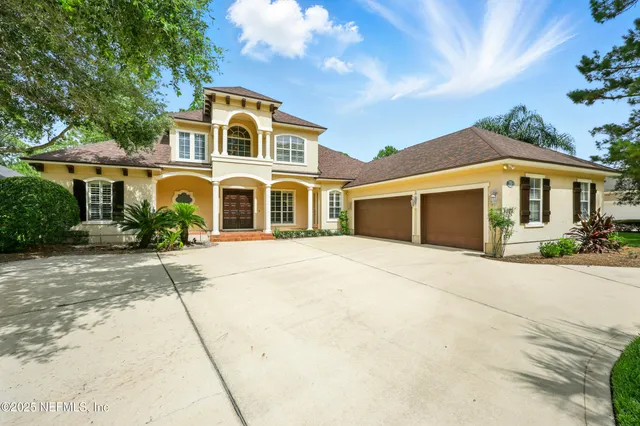 a front view of a house with a outdoor space