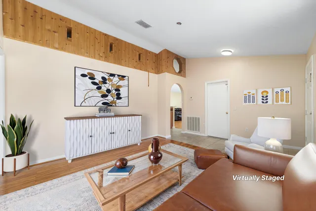 a living room with furniture