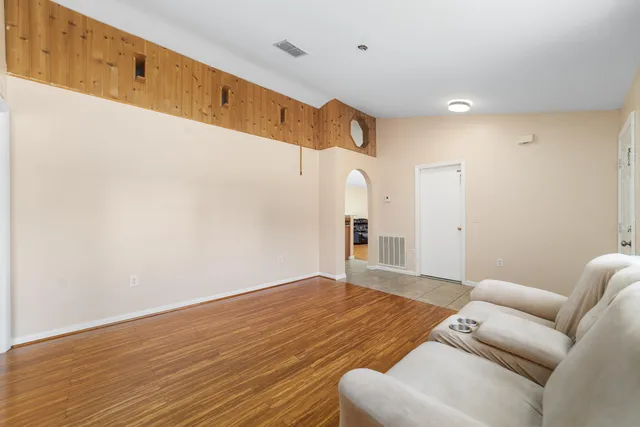 a living room with furniture