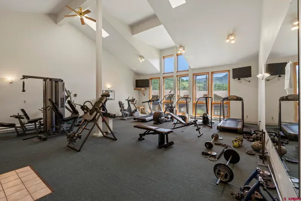 a view of a room with gym equipment