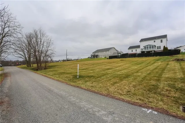 a view of a lake with a big yard
