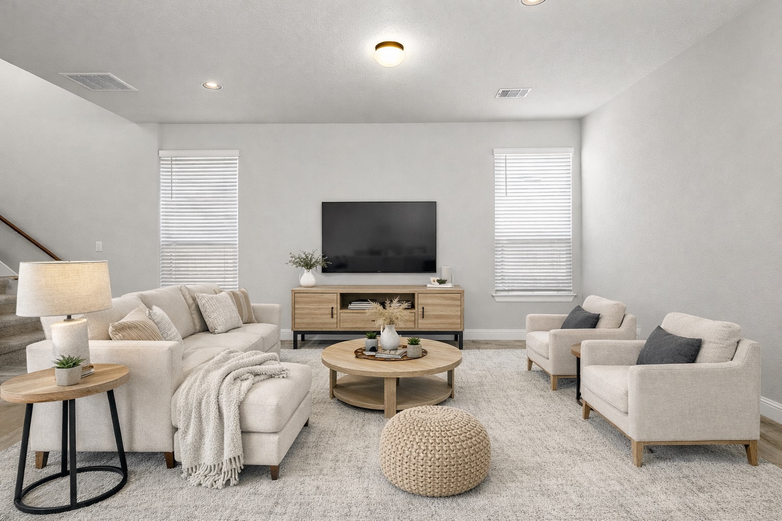 232 Stone Cyn Drive Georgetown, TX 78628 - Photo 7 of 39 Living area featuring recessed lighting and wood finished floors