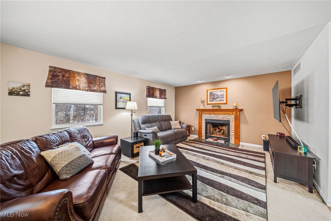 5955 South Ridge Road Madison, OH 44057 - Photo 14 of 42 Carpeted living room with a fireplace