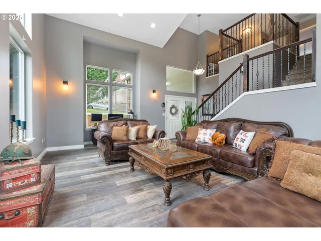 a living room with furniture