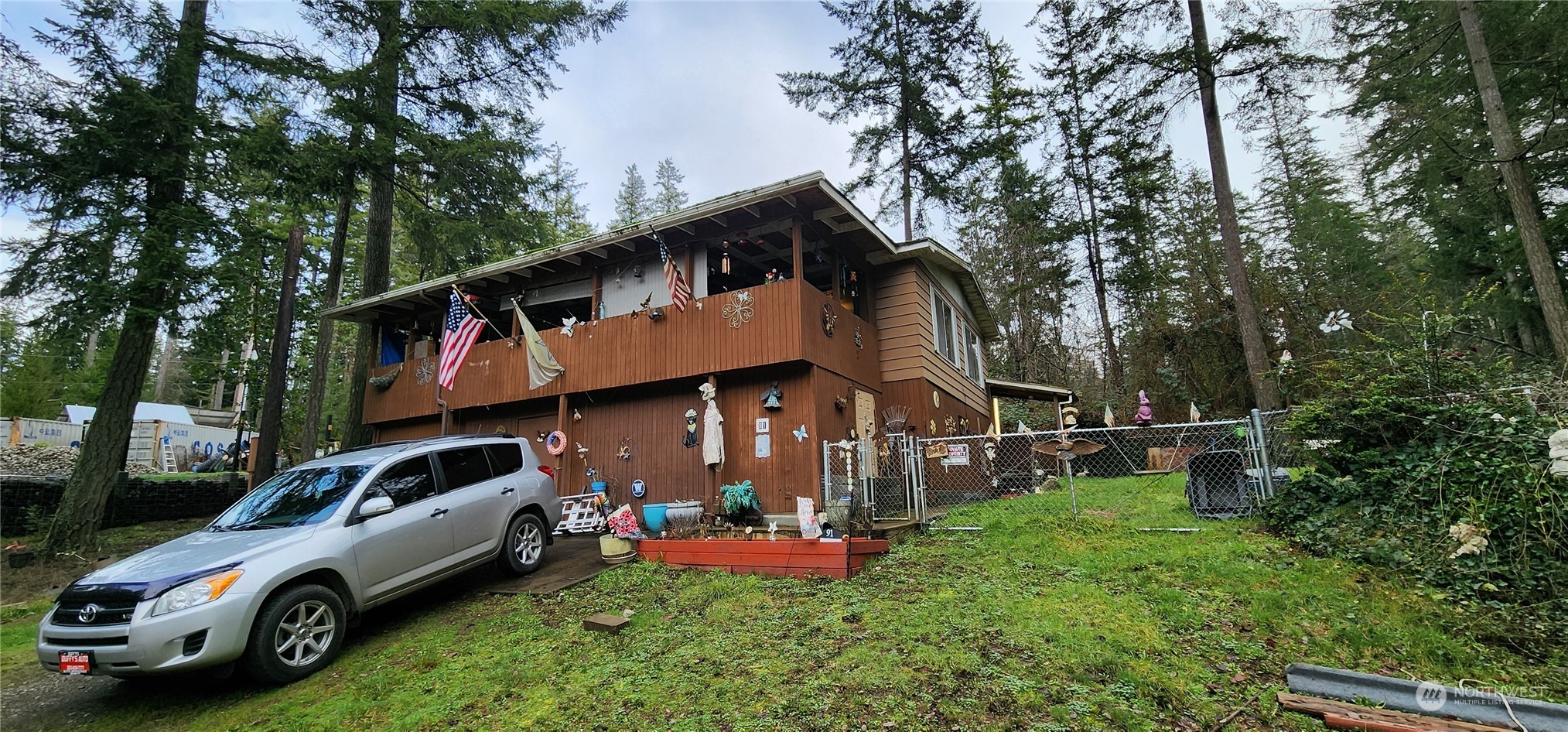 a car parked in front of a house