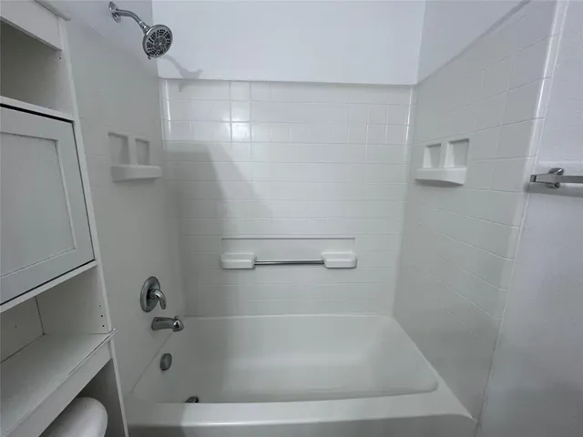 a bathroom with a bathtub