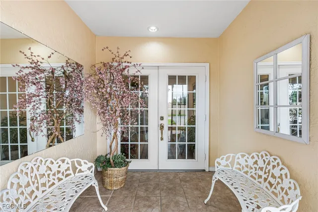 a living room with a couch and a table