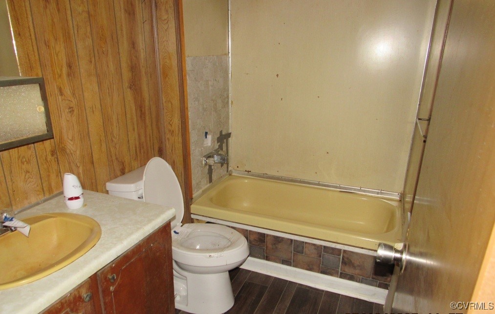 27701 Prince Edward Highway Rice, VA 23966 - Photo 17 of 21 Full bath featuring toilet, vanity, wooden walls,