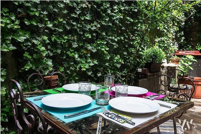 a table and chairs in the patio
