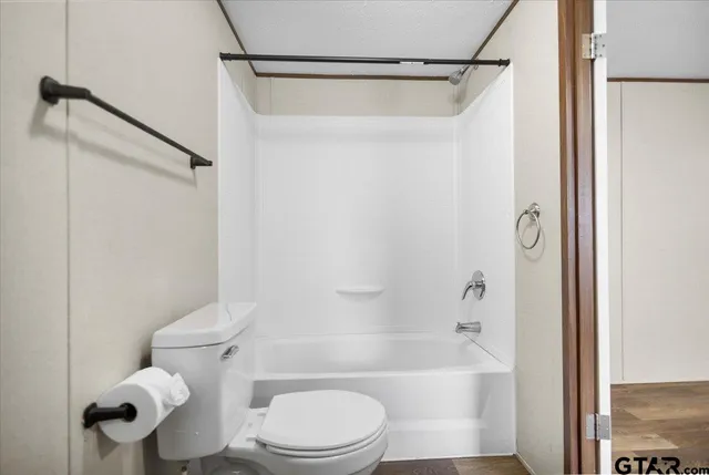 a bathroom with a toilet and a bathtub