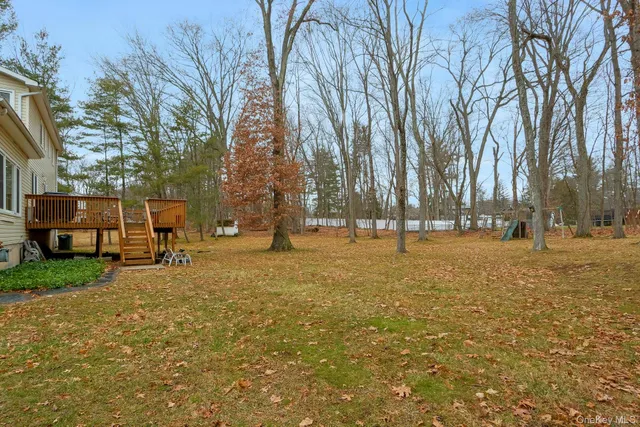 a view of a large tree with a yard