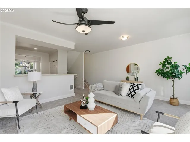 a kitchen with a refrigerator and a sink