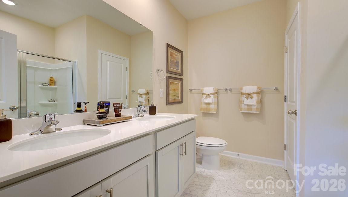 85 Salers Road Fletcher, NC 28732 - Photo 19 of 46 a bathroom with a sink a toilet and a mirror