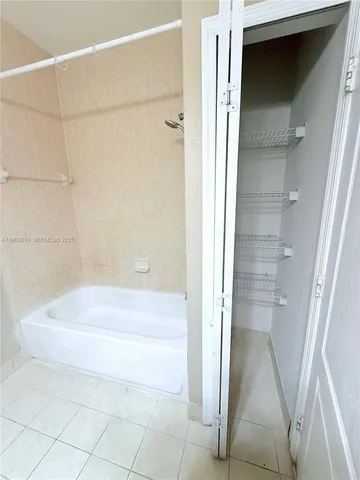 a bathroom with a bathtub
