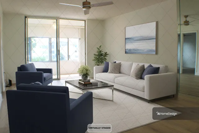 an empty room with wooden floor and mirror