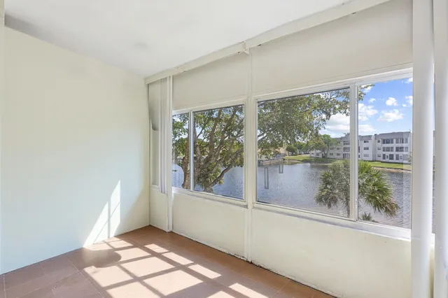 a living room with a large window