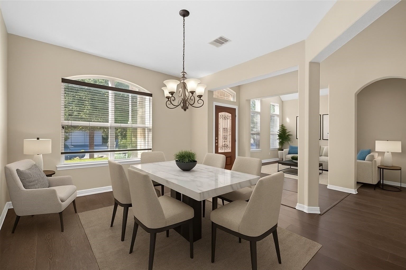 22743 Adrift Row Lane Porter, TX 77365 - Photo 5 of 33 a view of a dining room with furniture window and wooden floor