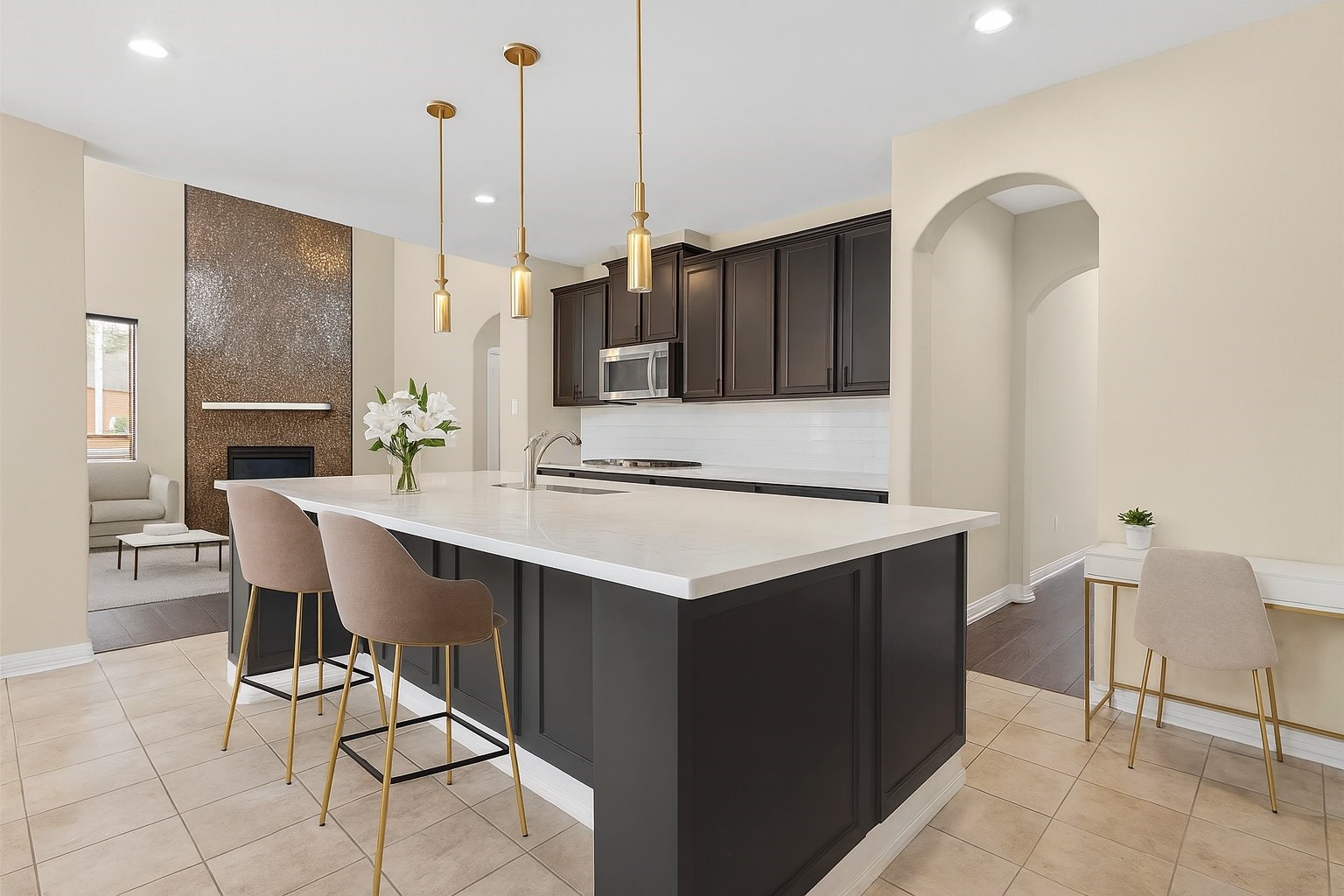 22743 Adrift Row Lane Porter, TX 77365 - Photo 10 of 33 a kitchen with a sink a refrigerator and chairs