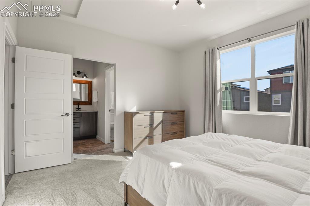 11314 Modern Meadow Loop Colorado Springs, CO 80921 - Photo 16 of 30 a bedroom with a large bed and a large window